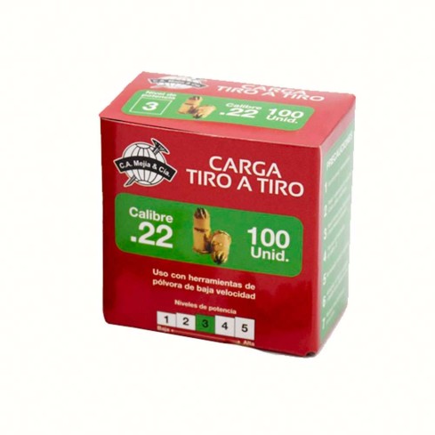 Carga Tiro A Tiro Calibre 22 Nivel 3 Pulgadas X 100 Unds