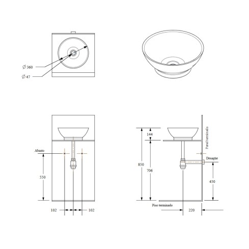 Lavamanos Eurocerámica Oval Blanco 19X49X43.5 Cm