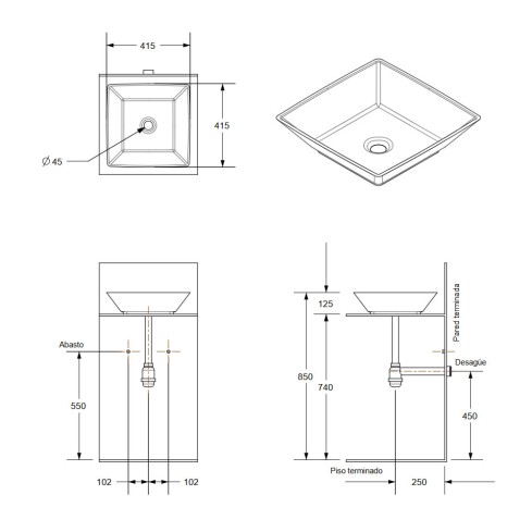 Lavamanos Eurocerámica Vessel Confetty Blanco