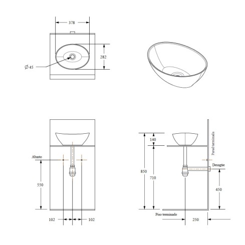 Lavamanos Eurocerámica Portobelo Blanco
