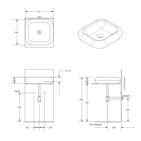 Lavamanos Eurocerámica Vassel Soria Blanco