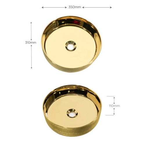 Lavamanos Vessel Bari Oro Redond 31Cm Decoramia