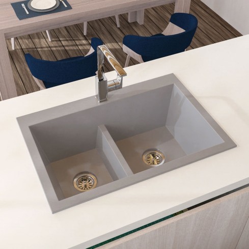 Lavaplatos Firplak Koa 84X56 Doble Poceta Color Gris Niebla 