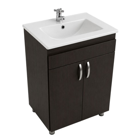 Mueble 48X38 Cm Piso Wengue+Lavamanos Porcelana Blanco