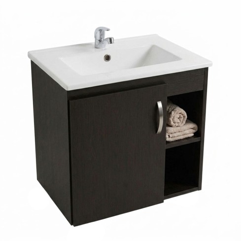 Mueble 48X38 Cm Elevado Rellim Wengue+Lavamanos Porcelana Blanco