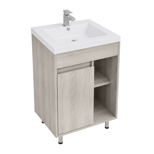 Mueble Firplak 63X48 Cm Piso Vega Austral+Lavamanos Oslo Blanco