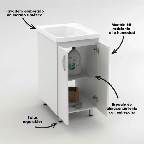 Kit Lavaropas Firplak 48X60 Aqua Blanco Bte+Mueble Piso