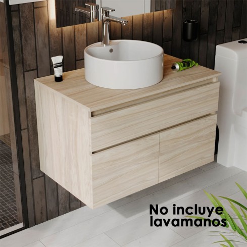 Kit Mueble 79 x 48 Macao Elevado Mali + Tapa Vessel Firplak 
