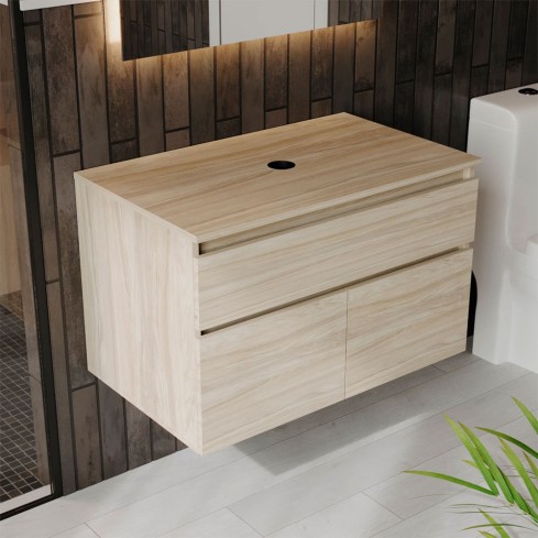 Kit Mueble 79 x 48 Macao Elevado Mali + Tapa Vessel Firplak 