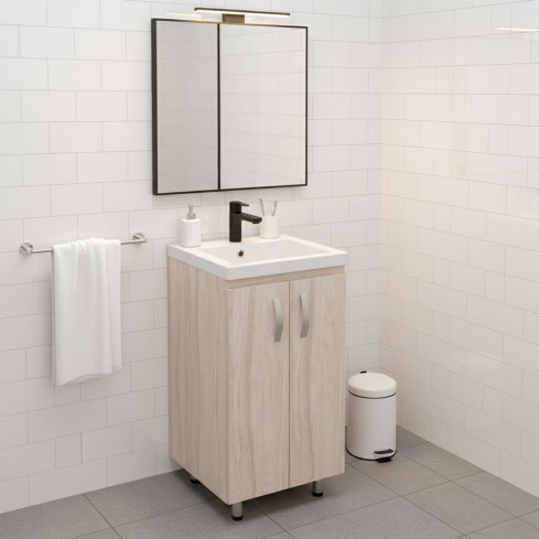 Mueble Sobre Piso 48X43 Cm Color Mali + Lavamanos Oslo Color Blanco