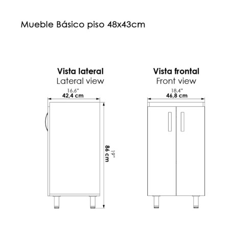 Mueble Sobre Piso 48X43 Cm Color Mali + Lavamanos Oslo Color Blanco