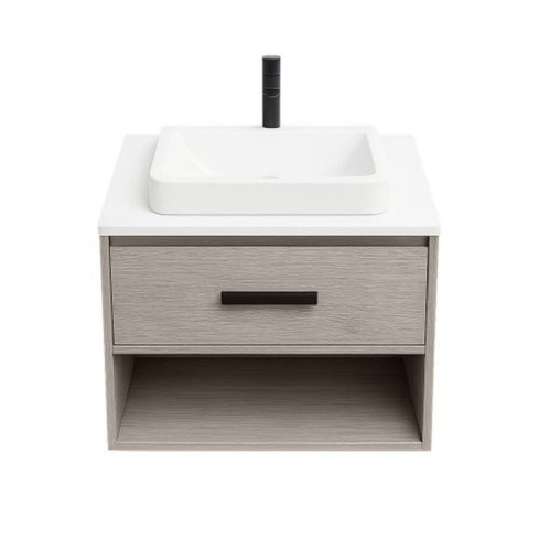 Mueble Elevado 63X48 Cm Piccaso Austral + Lavamanos 35X35 cm Vessel Meca Color blanco 