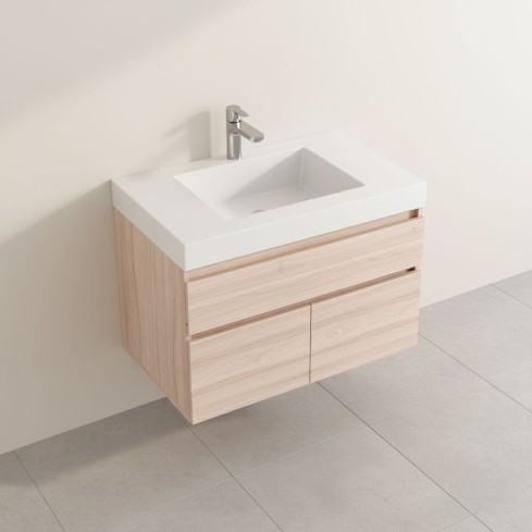 Mueble Elevado 79X48 Cm Macao Color Mali + Lavamanos Oslo Color Blanco