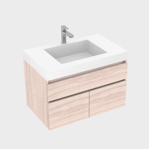 Mueble Elevado 79X48 Cm Macao Color Mali + Lavamanos Oslo Color Blanco