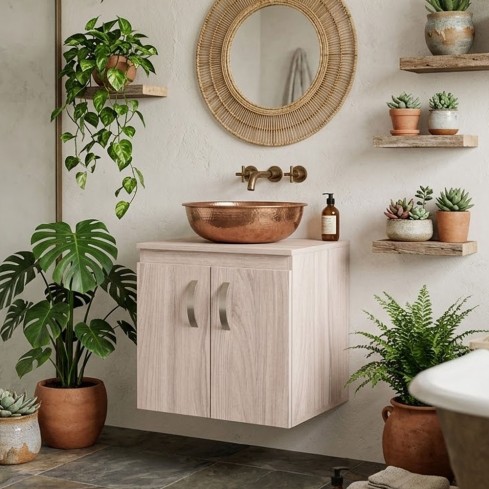 Kit Mueble Firplak 48X43 Elevado Con Manija Mali + Tapa Vessel