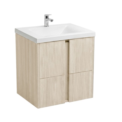 Mueble Firplak 48X43 Cm Elevado Calder Sin Manija Mali + Lavamanos Siena Blanco