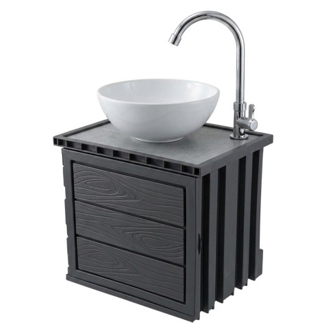 Mueble Senco Vanitie Eco Taupe Gris + Lvm Yari + Griferia Yari