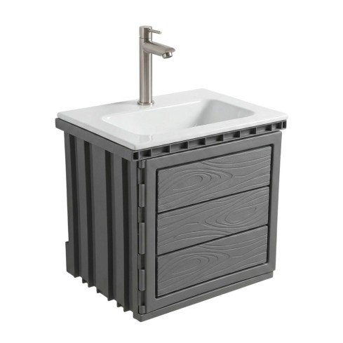 Mueble Senco Vanitie Eco Taupe Gris + Lvm Rimini + Griferia