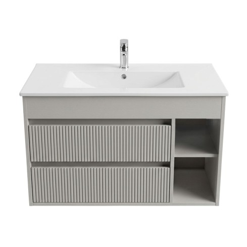 Mueble Paris Greige Tex 80X46 Cm RF:60PA2700623 + Lavamanos Blanco RF:60PB2401010 STRETTO