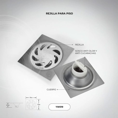 Rejilla Para Piso Acero Inox Rf:Yw019 Boccheri
