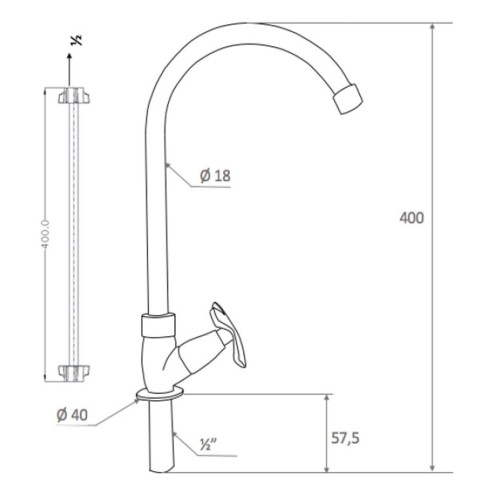 Llave Lavaplatos Lotta Cruz Cromo Sencillo + Acoples Rf:20Lu04033002A Stretto