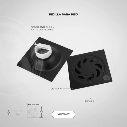 Rejilla Para Piso Acero Inox Negro Ref:Yw019-07 Boccheri