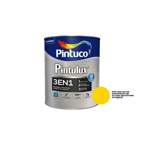 Esmalte Pintulux Amarillo 3En1 X 1/4 Galón -18 4