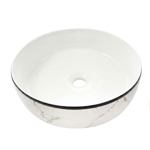 Lavamanos Redondo 36cm Marmolizado Blanco Ref 15150141 Unifer