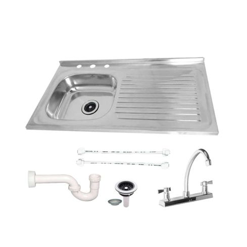 Combo Lavaplatos En Acero 100X50 Cm Izquierdo - Ref:0010210005