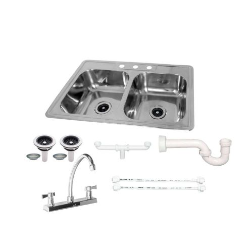 Combo Lavaplatos Acero 84X56X31/2 Cm Doble Poceta Mezclador Ref:0364-11 - Ref:0010210056