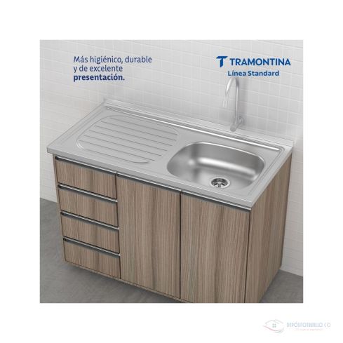 Lavaplatos En Acero Inoxidable Aisi 430 100X50 Cm Derecho Mezclador Ref:93422/515 - Ref:0010210125