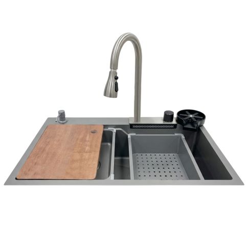 Lavaplatos Doble Gris 75X46 Ref:15150131 C/Accesorios Unifer - Ref:0010210140