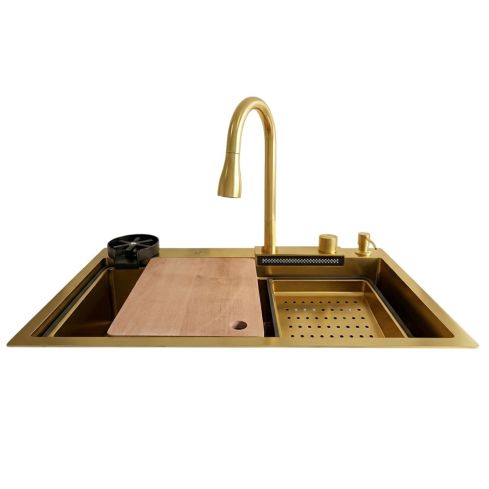 Lavaplatos Doble Dorado 75x46 Ref:15150132 C/Accesorios Unifer