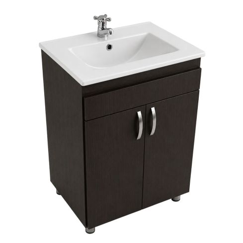 Mueble 48X38 Cm Piso Wengue+Lavamanos Porcelana Blanco