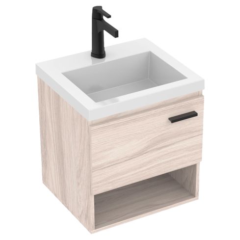 Mueble 48X43 Cm Polock Elevado Mali+Lavamanos Blanco Oslo