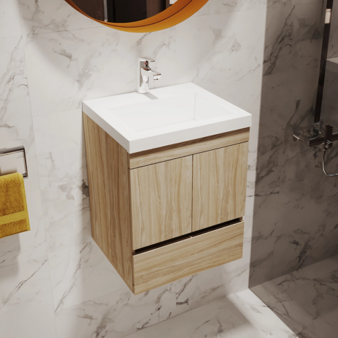 Mueble 48X43 Cm Macao Elevado Mali Full Ext+Lavamanos Blanco Oslo