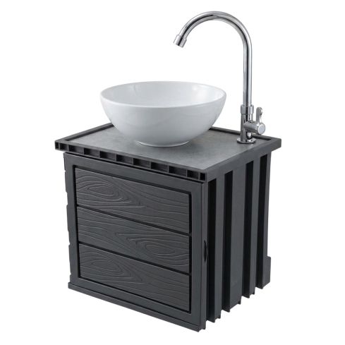 Mueble Senco Vanitie Eco Taupe Gris + Lvm Yari + Griferia Yari