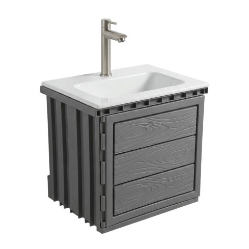 Mueble Senco Vanitie Eco Taupe Gris + Lvm Rimini + Griferia
