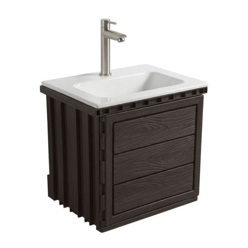 Mueble Senco Vanitie Eco Taupe Cafe + Lvm Rimini + Griferia
