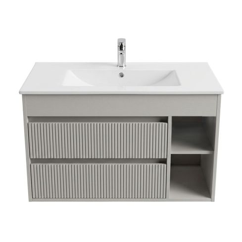 Mueble Paris Greige Tex 80X46 Cm RF:60PA2700623 + Lavamanos Blanco RF:60PB2401010 STRETTO