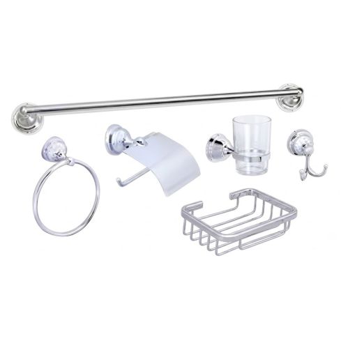 Juego Accesorios P/Baño 6 Piezas Cromo Unifer