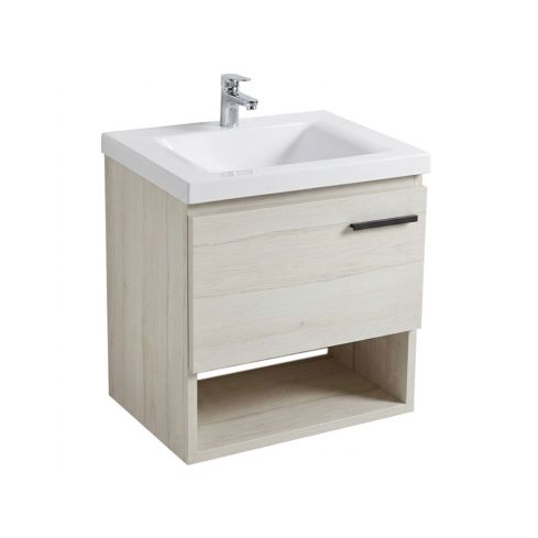 Mueble Polock Elevado Borea 48x43 Rustik+ Lavamanos Siena Blanco Firplak