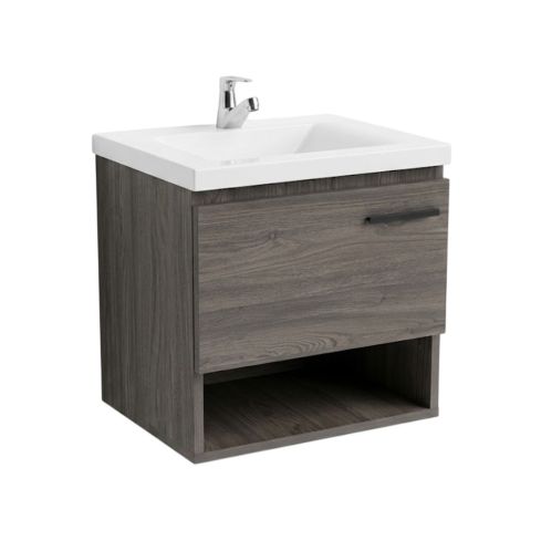 Mueble Polock Elevado Mitte 48x43 Forest + Lavamanos Siena Blanco Firplak