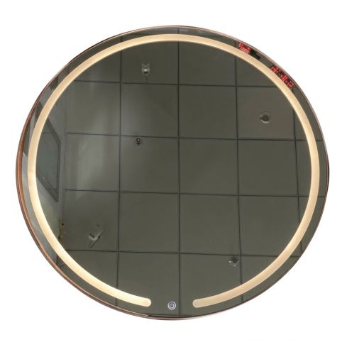 Espejo Led Redondo Uf-2014 Marco Oro Rosa 60cm Ref 15150194 Unifer