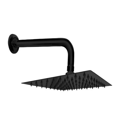 Regadera Cuadrada 8"  Slim Negro-Mate Brazo 30 Cm Rf:21St6001020 Stretto