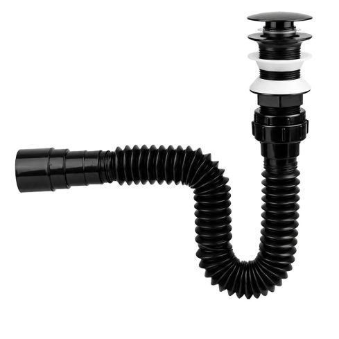 Sifon Flexible C/Push Lvm Negro Ref:Sclv-07 Boccher