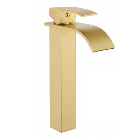 Llave Lavamanos M/ Control Dorada T/Cascada Alta Unifer