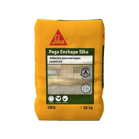Pega Enchape Sika Gris Adhesivo Para Enchapes Cerámicos 50Kg - Ref:0020280038