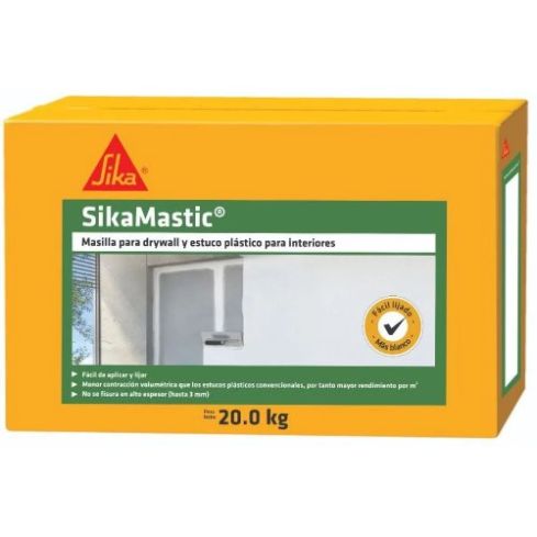 SikaMastic Interior masilla para drywall y estuco plástico para interiores Caja 20KG - Ref:0020280098