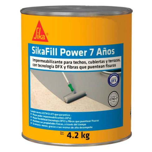 Sikafill Power 7 Años Blanco Impermeabilizante Acrílico Para Cubiertas, Techos Y Terrzas 4.2Kg Promocion